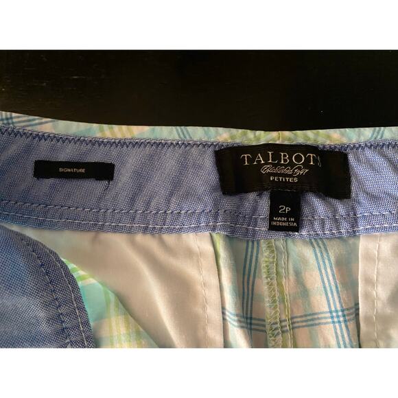 TALBOTS 'Signature' Blue/Green/White Plaid Crop Pants sz 2P - Picture 4 of 12